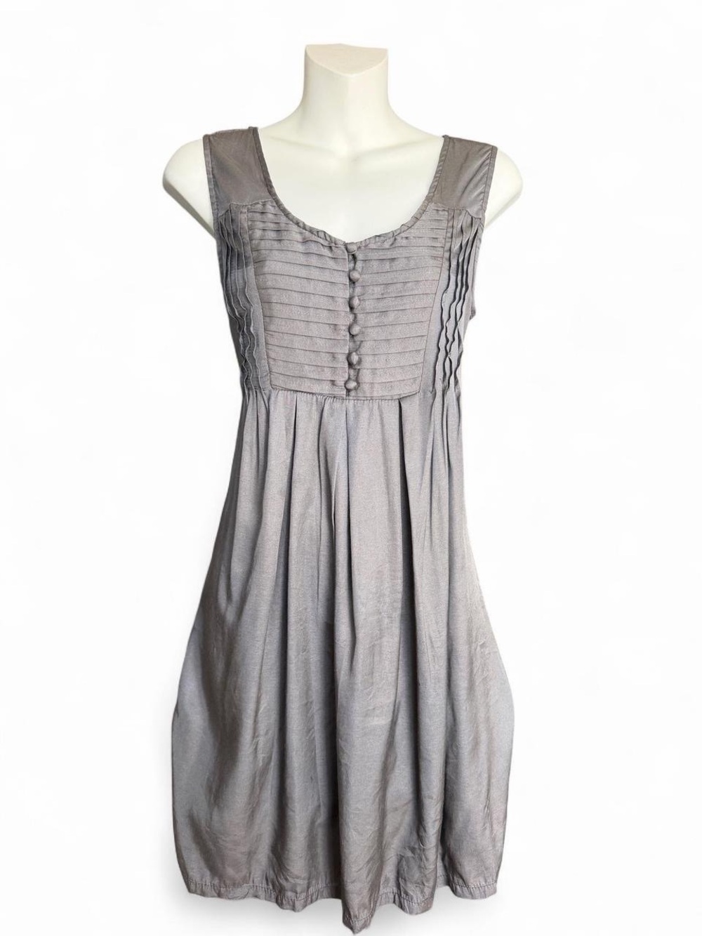 Sleeveless Pleated Front Mini Dress in Gray
